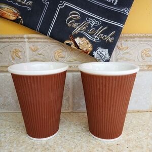 Vintage Set Of Two Ceramic Coffee Cups From France.